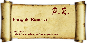 Panyek Romola névjegykártya